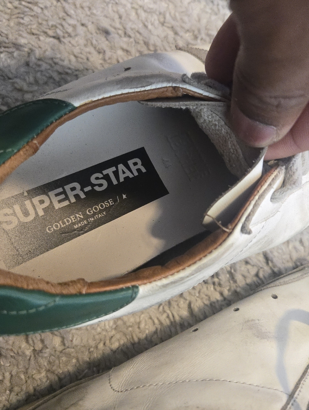 Golden Goose Super-Star Leather Low-Top Sneakers - White/Green 44, 10, 10.5 - Picture 12 of 16